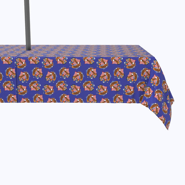 American Bald Eagle & Motorcycle Blue Outdoor Tablecloths