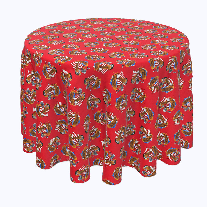 American Bald Eagle & Motorcycle Red Round Tablecloths