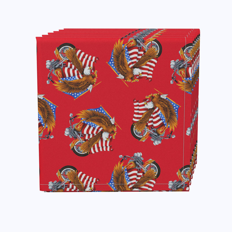 American Bald Eagle & Motorcycle Red Napkins