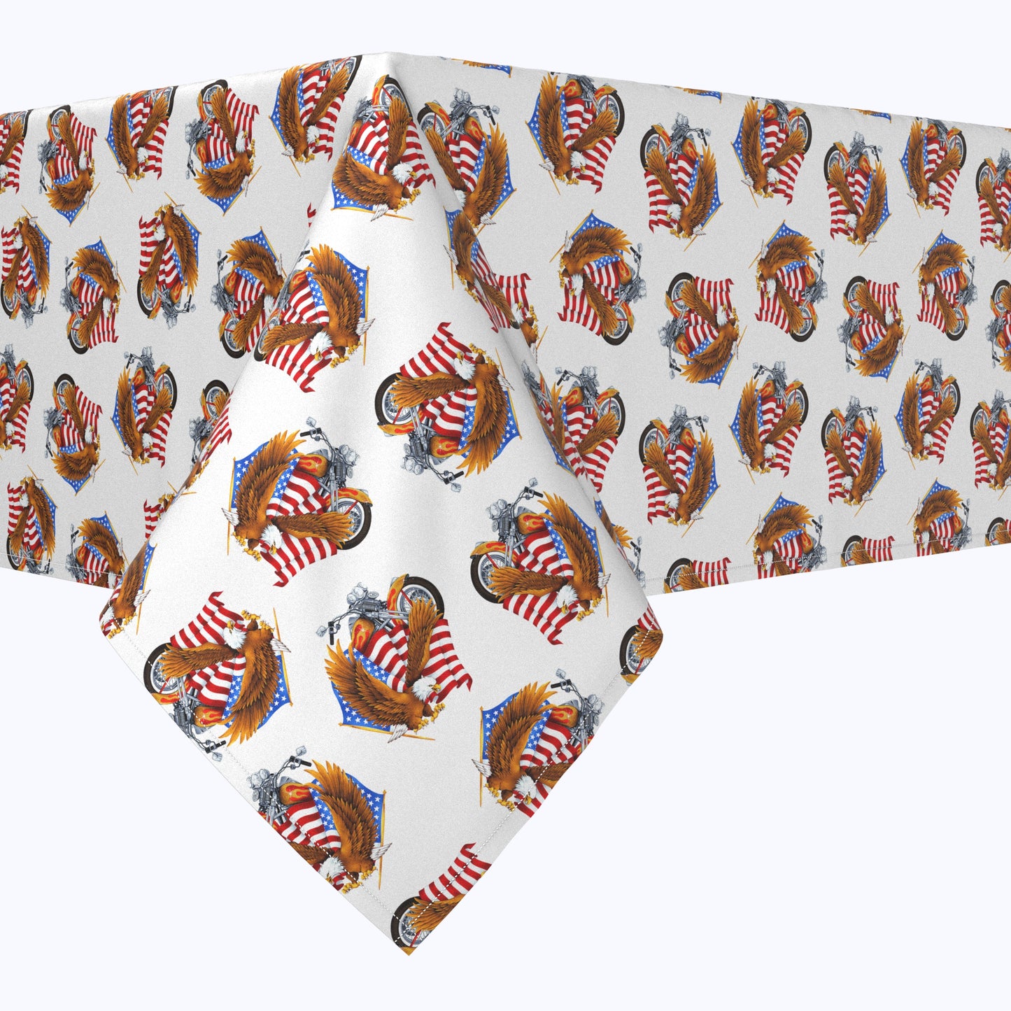 American Bald Eagle & Motorcycle White Rectangle Tablecloths