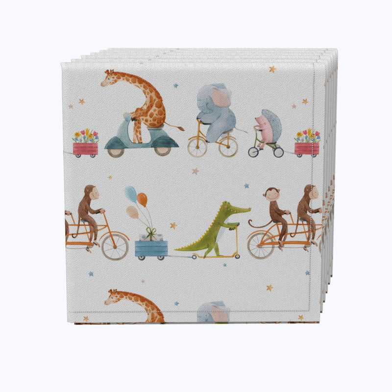 Animals on Bikes Design Napkins