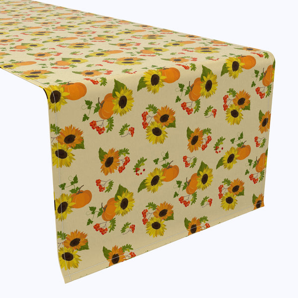 Autumn Sunflowers with Pumpkins Cotton Table Runners