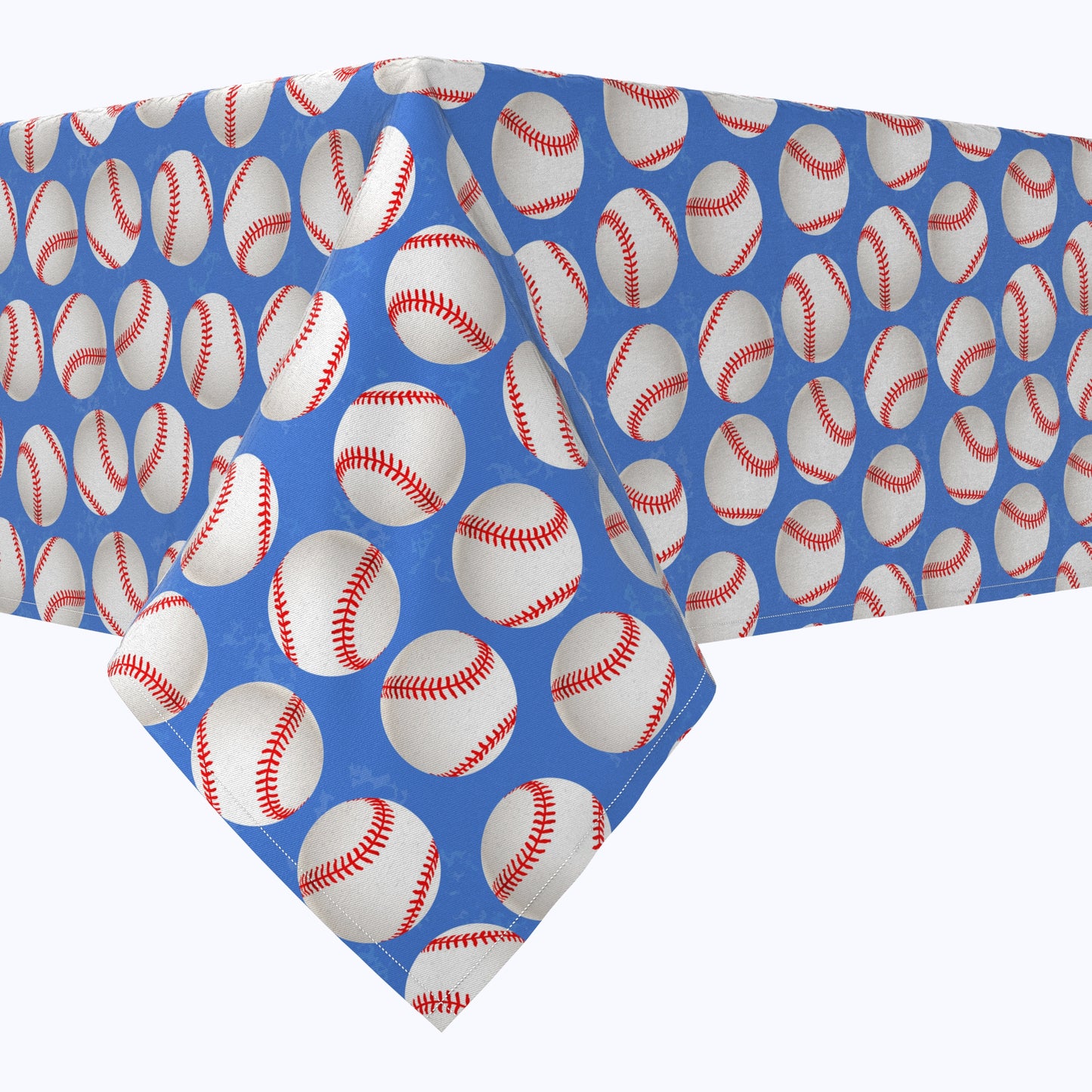 Baseballs Blue Cotton Rectangles