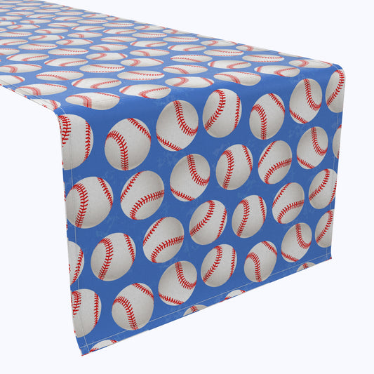 Baseballs Blue Table Runners