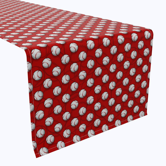 Baseballs Red Table Runners