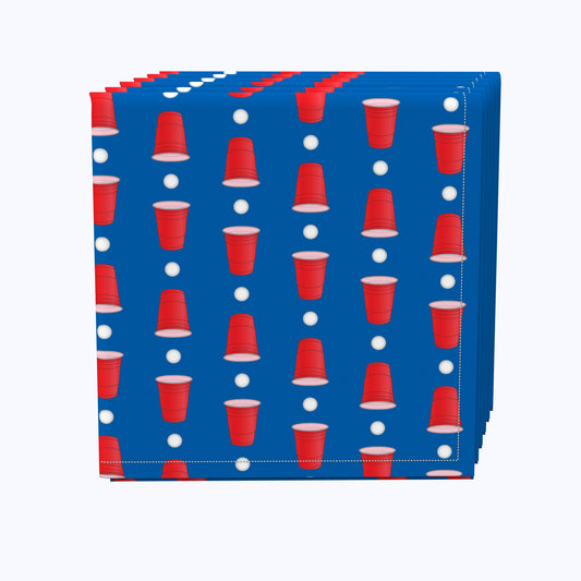 Beer Pong Cups Blue Napkins