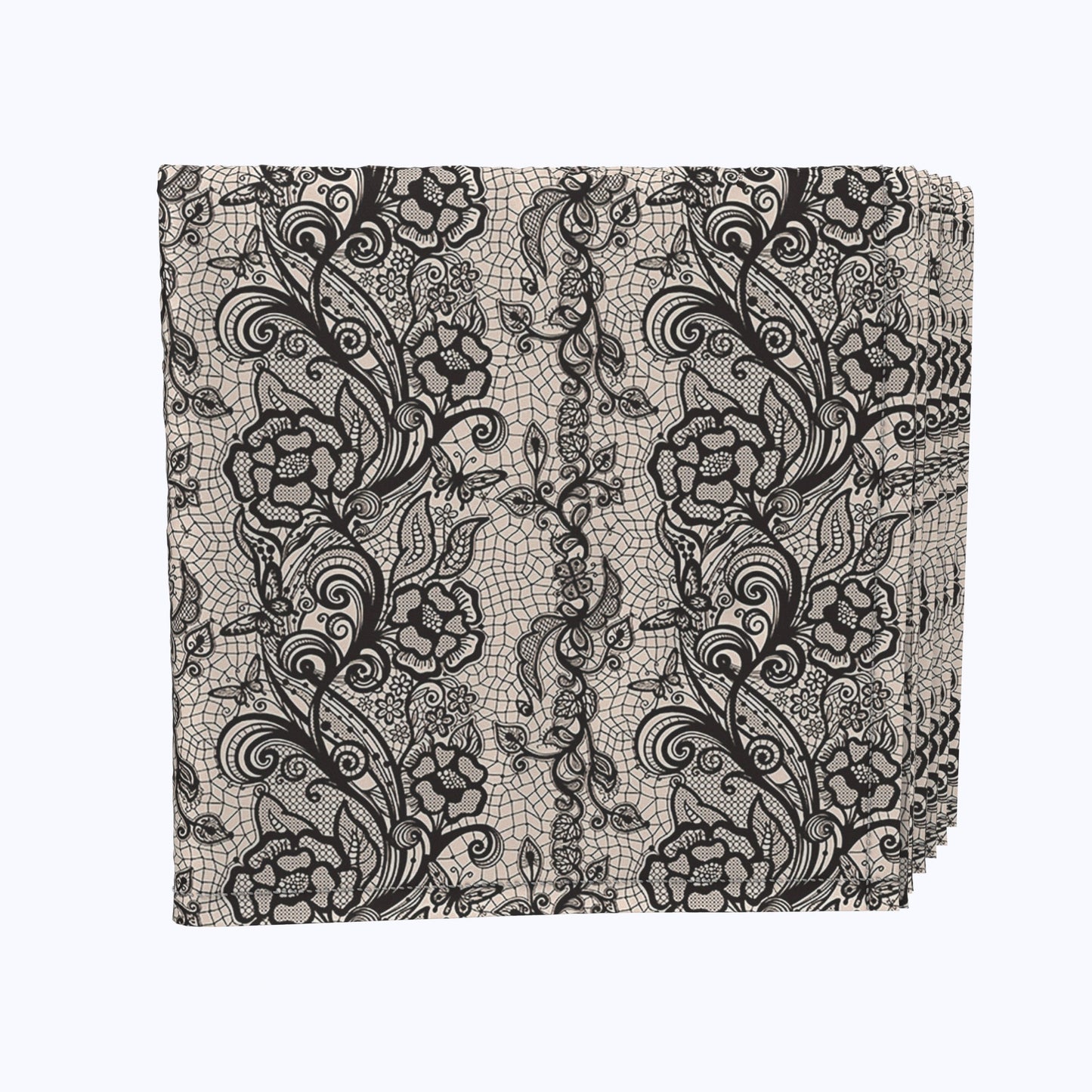 Black Lace Butterflies & Flowers Stripe Napkins