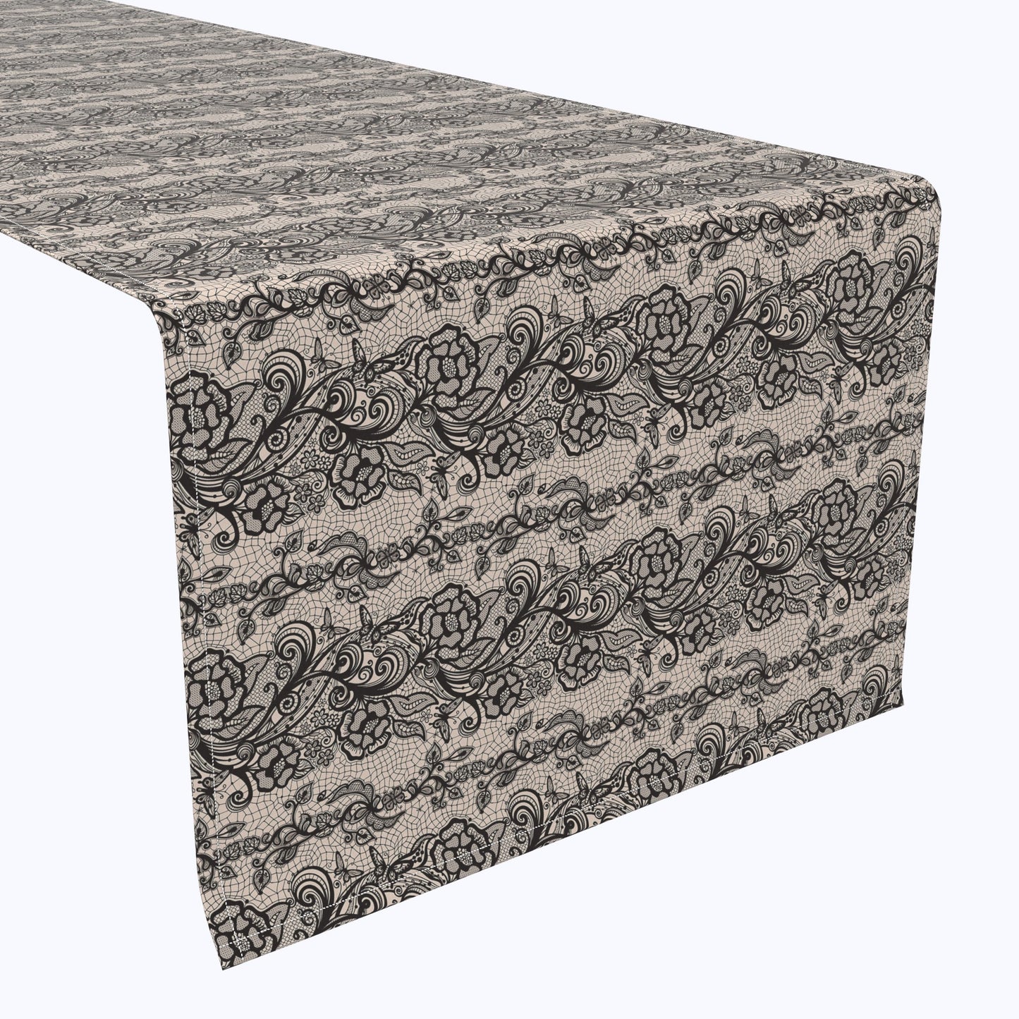 Black Lace Butterflies & Flowers Stripe Runners