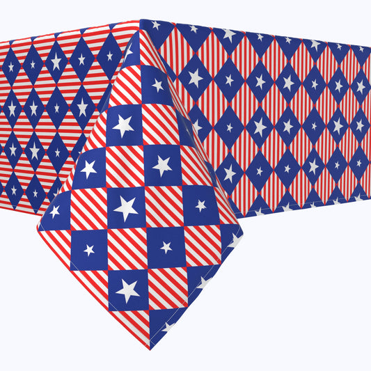 Blue Diamonds in Red Stripes Rectangles