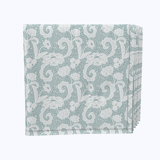 Blue Floral Lace Scrolls Napkins