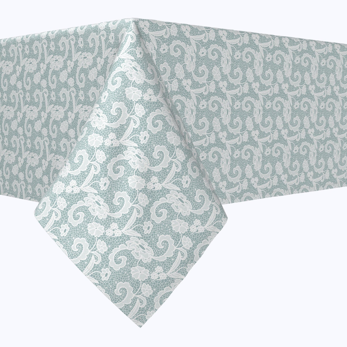 Blue Floral Lace Scrolls Rectangles