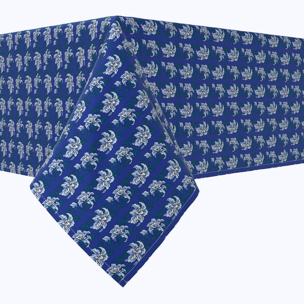 Blue Shaded Peony Flowers Cotton Rectangles