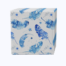 Blue Watercolor Feathers Napkins