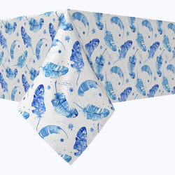 Blue Watercolor Feathers Tablecloths