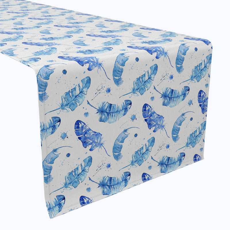 Blue Watercolor Feathers Table Runners