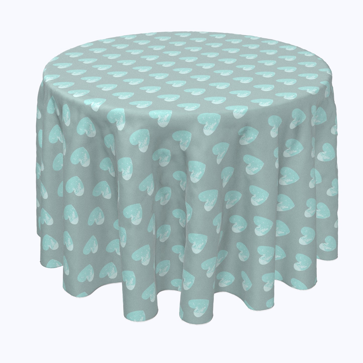 Blue Gray Hearts Round Tablecloths