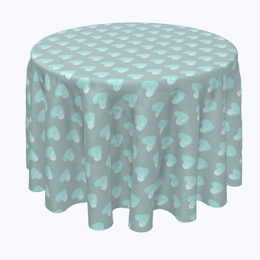 Blue Gray Hearts Round Tablecloths