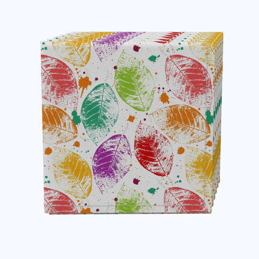 Bold Autumn Leaves & Paint Splatter Napkins