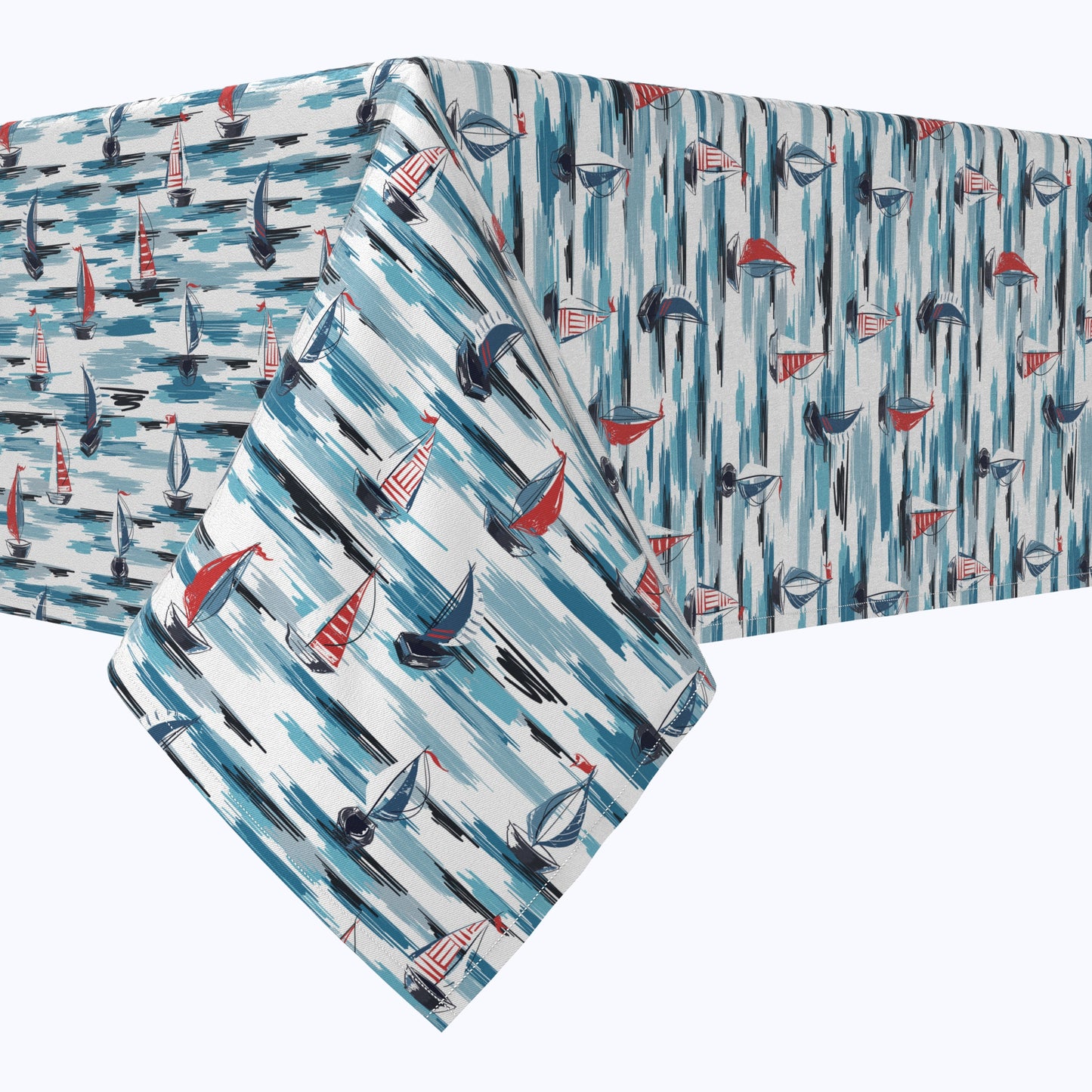 Brush Stroke Sailboats Cotton Rectangles