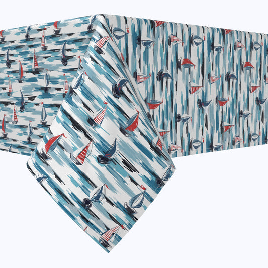 Brush Stroke Sailboats Cotton Rectangles