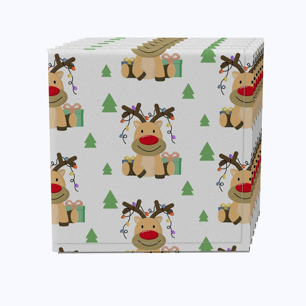 Cartoon Christmas Deer Cotton Napkins