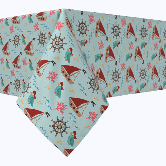 Cartoon Pirate Ships Cotton Rectangles
