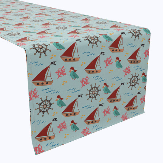 Cartoon Pirate Ships Table Runners