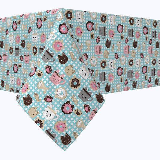 Cat Lovers Mugs & Donuts Cotton Rectangles