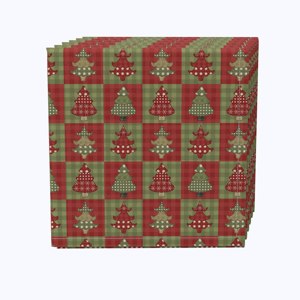 Checkered Christmas Tree Pattern Napkins