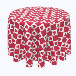 Checkmate Hearts Red Round Tablecloths