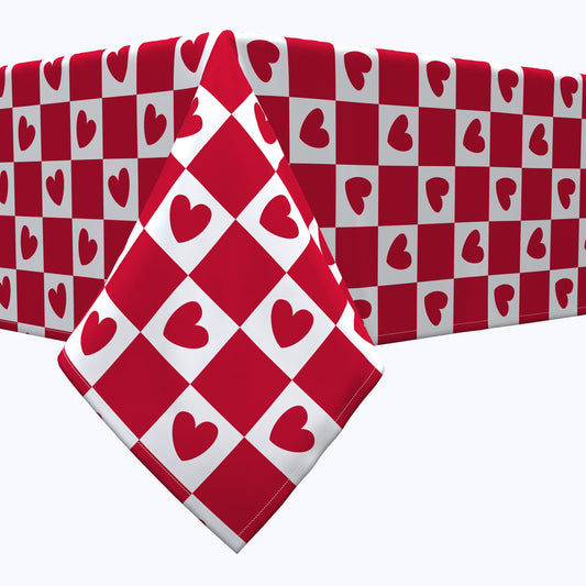 Checkmate Hearts Red Square Tablecloths