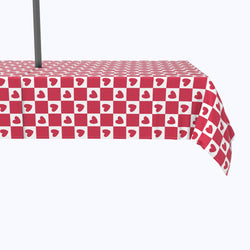 Checkmate Hearts Red Outdoor Tablecloths