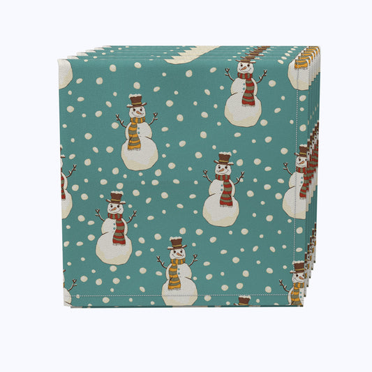 Cheerful Snowmen Cotton Napkins