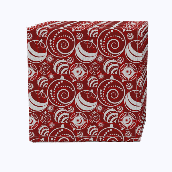 Christmas Ornaments Allover Red Cotton Napkins