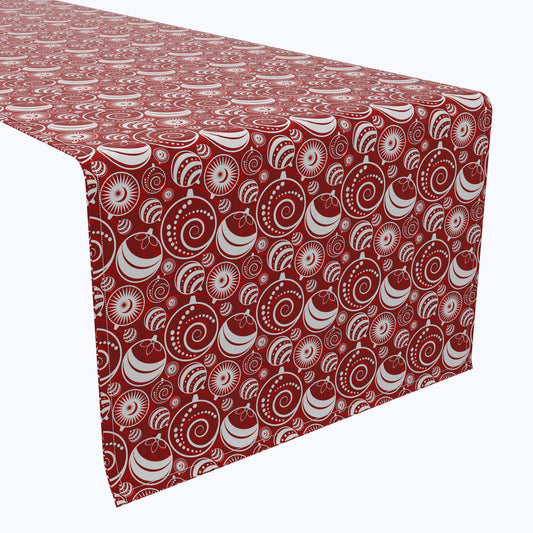 Christmas Ornaments Allover Red Cotton Table Runners