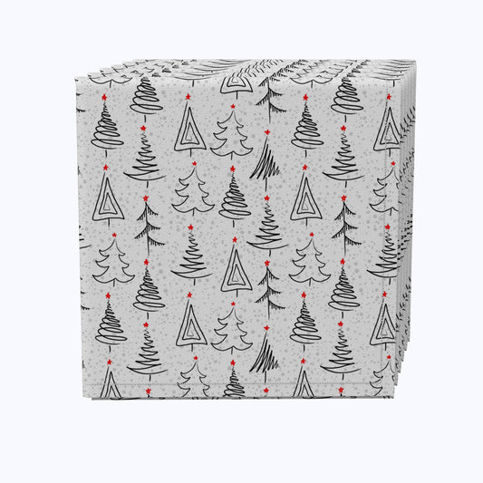 Christmas Tree Doodles Cotton Napkins