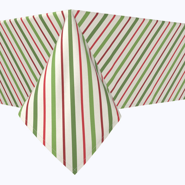 Christmas Red & Green Diagonal Stripe Square Tablecloths