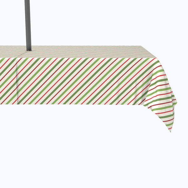 Christmas Red & Green Diagonal Stripe Outdoor Tablecloths