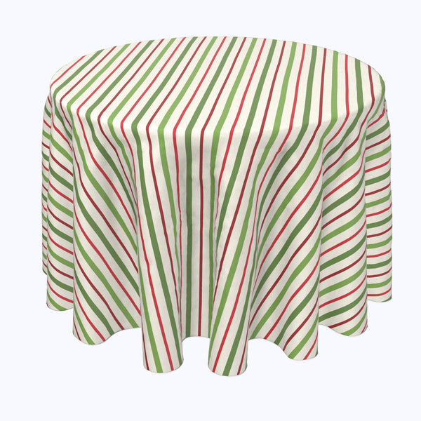 Christmas Red & Green Diagonal Stripe Round Tablecloths