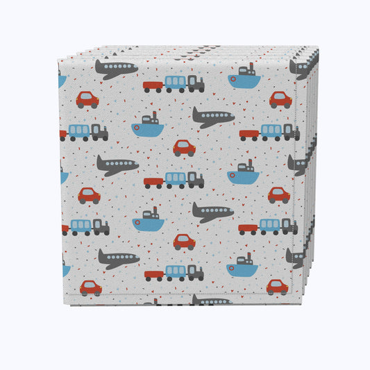 Colorful Trains, Planes, Cars & Boats Napkins