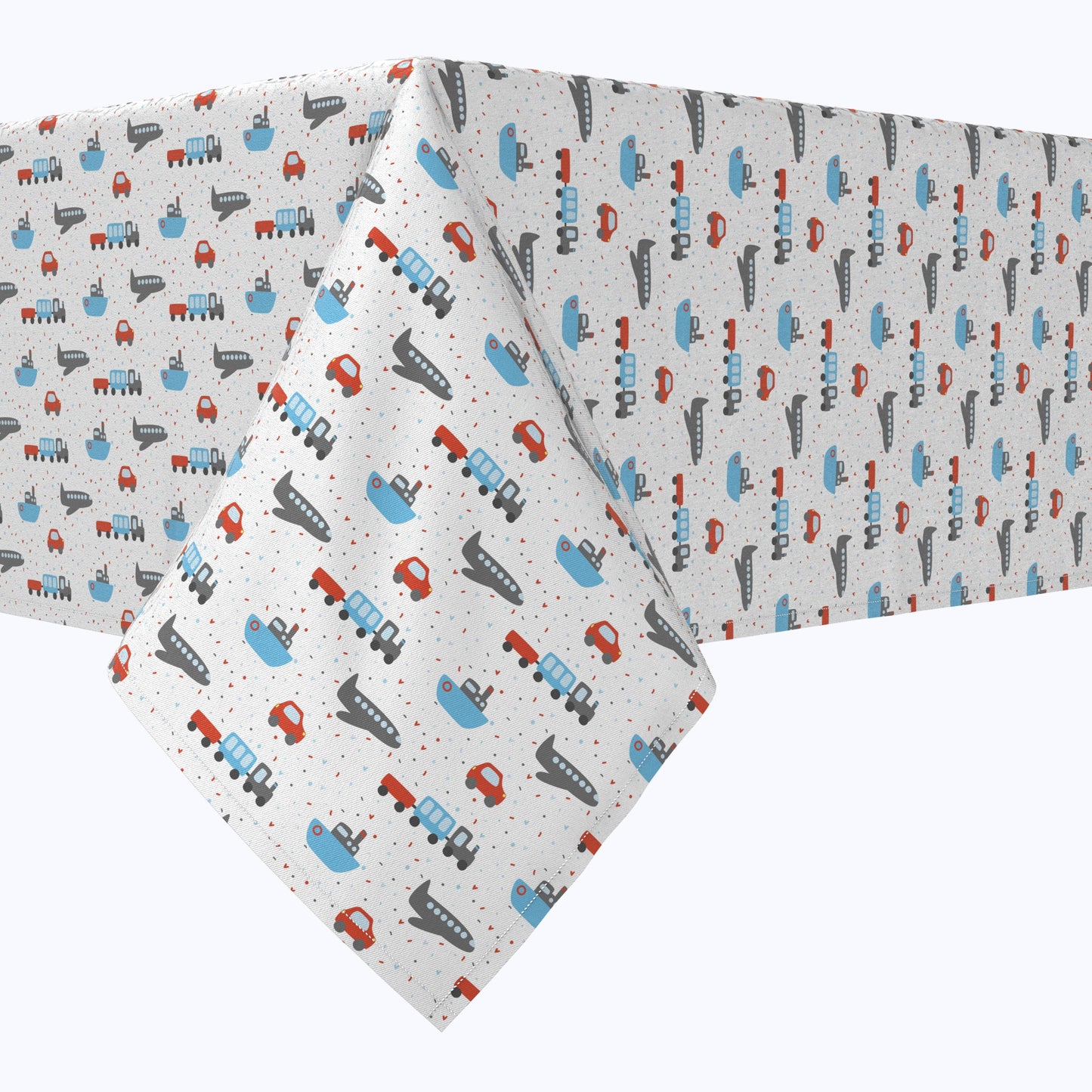 Colorful Trains, Planes, Cars & Boats Cotton Rectangles