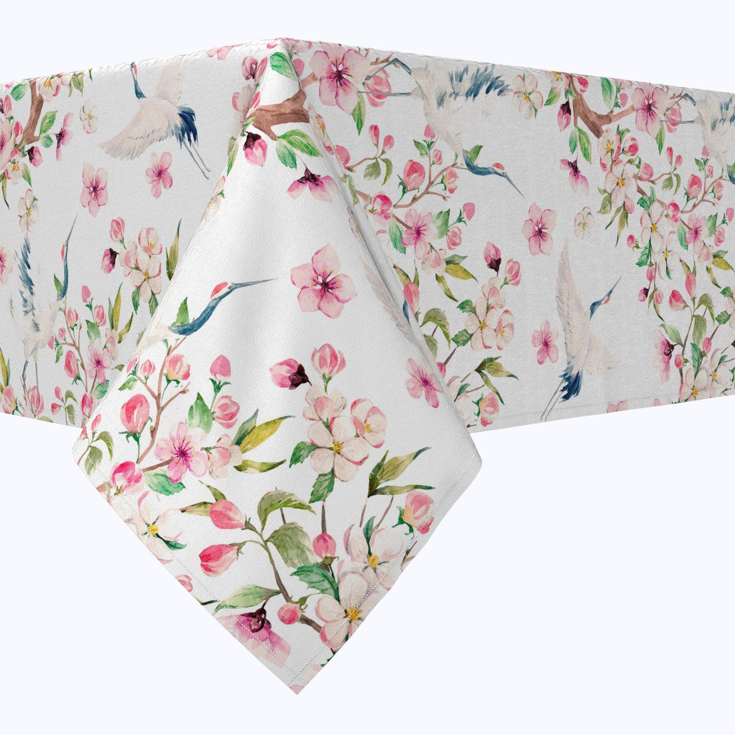 Cranes & Pink Flowers Cotton Rectangles