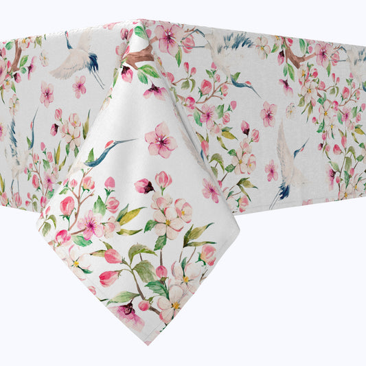 Cranes & Pink Flowers Cotton Rectangles