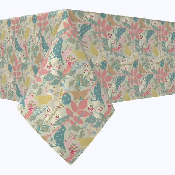 Decorated Birds & Flowers Cotton Rectangles