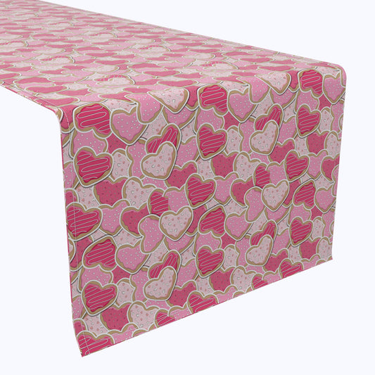 Decorated Heart Shaped Cookies Table Runners