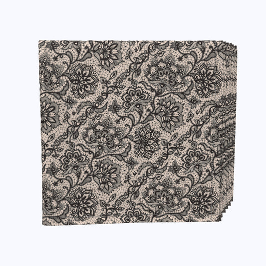 Decorative Lace Pattern Black Napkins