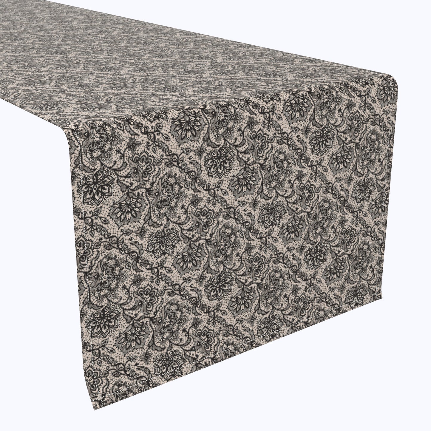 Decorative Lace Pattern Black Runners