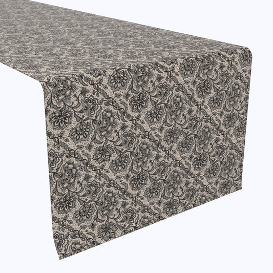 Decorative Lace Pattern Black Runners