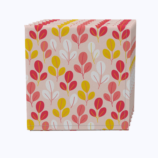 Doodle Pink Leaves Napkins