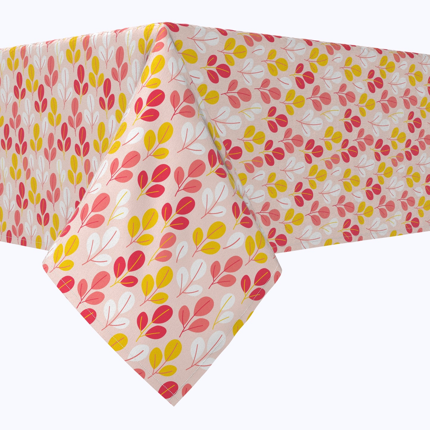 Doodle Pink Leaves Cotton Rectangles